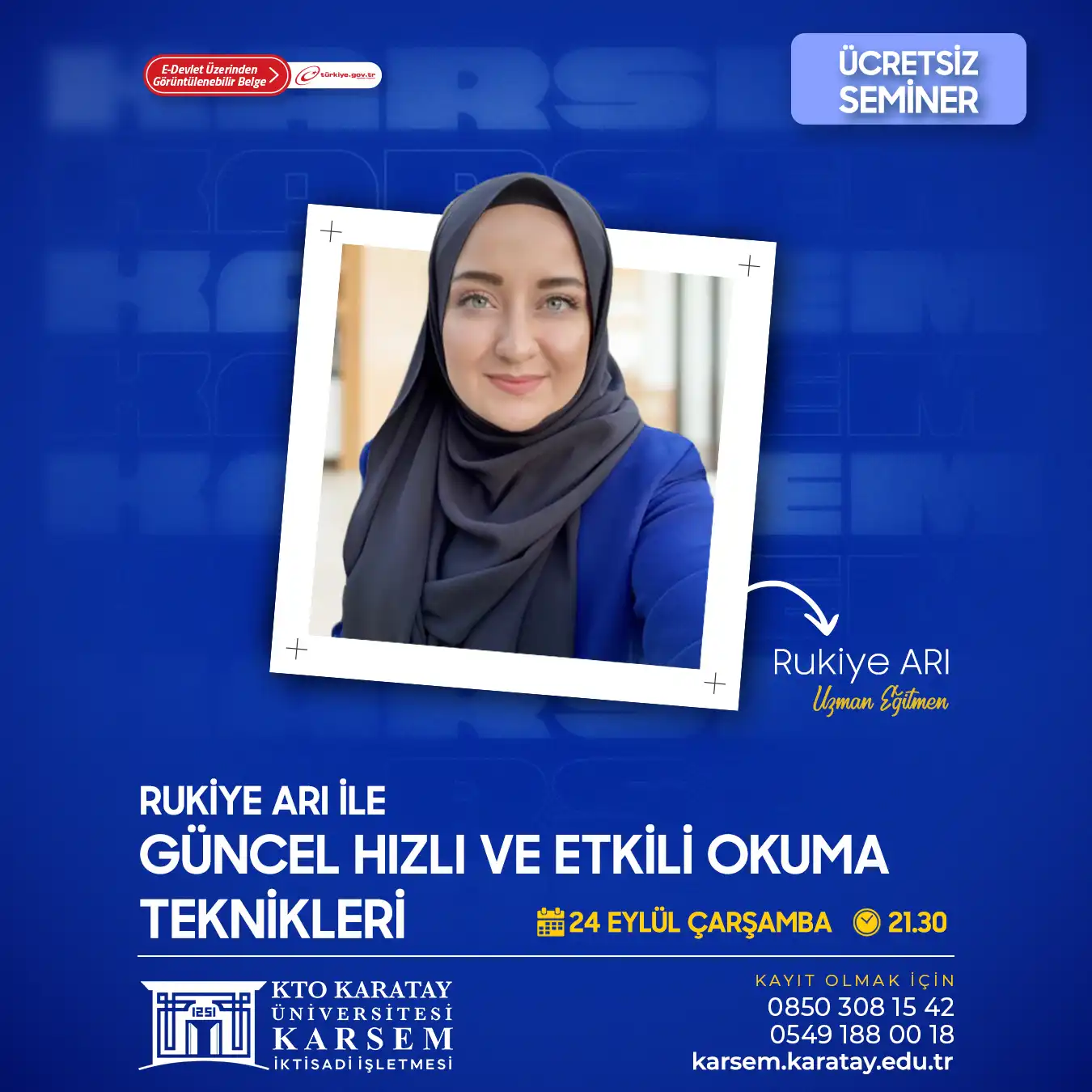 Güncel ve Hızlı Okuma Teknikleri Ücretsiz Seminer Programı