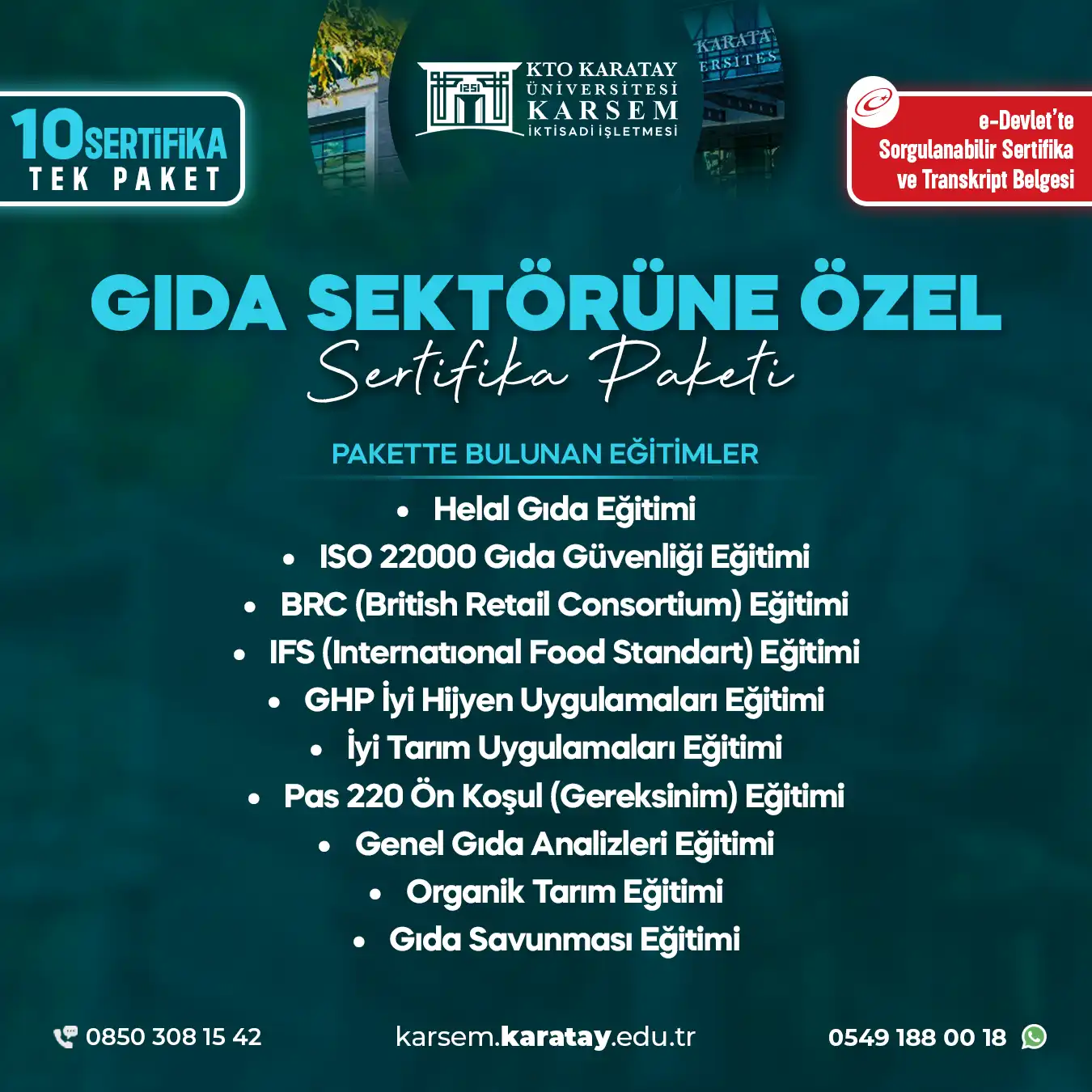 Gıda Sektörüne Özel Sertifika Paket Programı