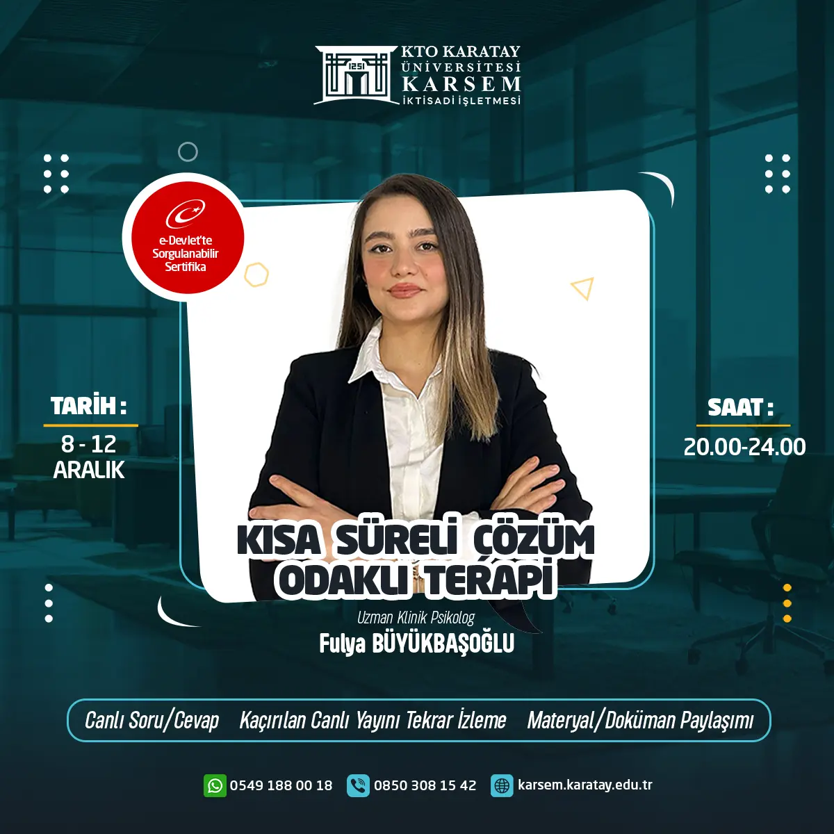 (Canlı) Kısa Süreli Çözüm Odaklı Terapi Sertifika Programı 