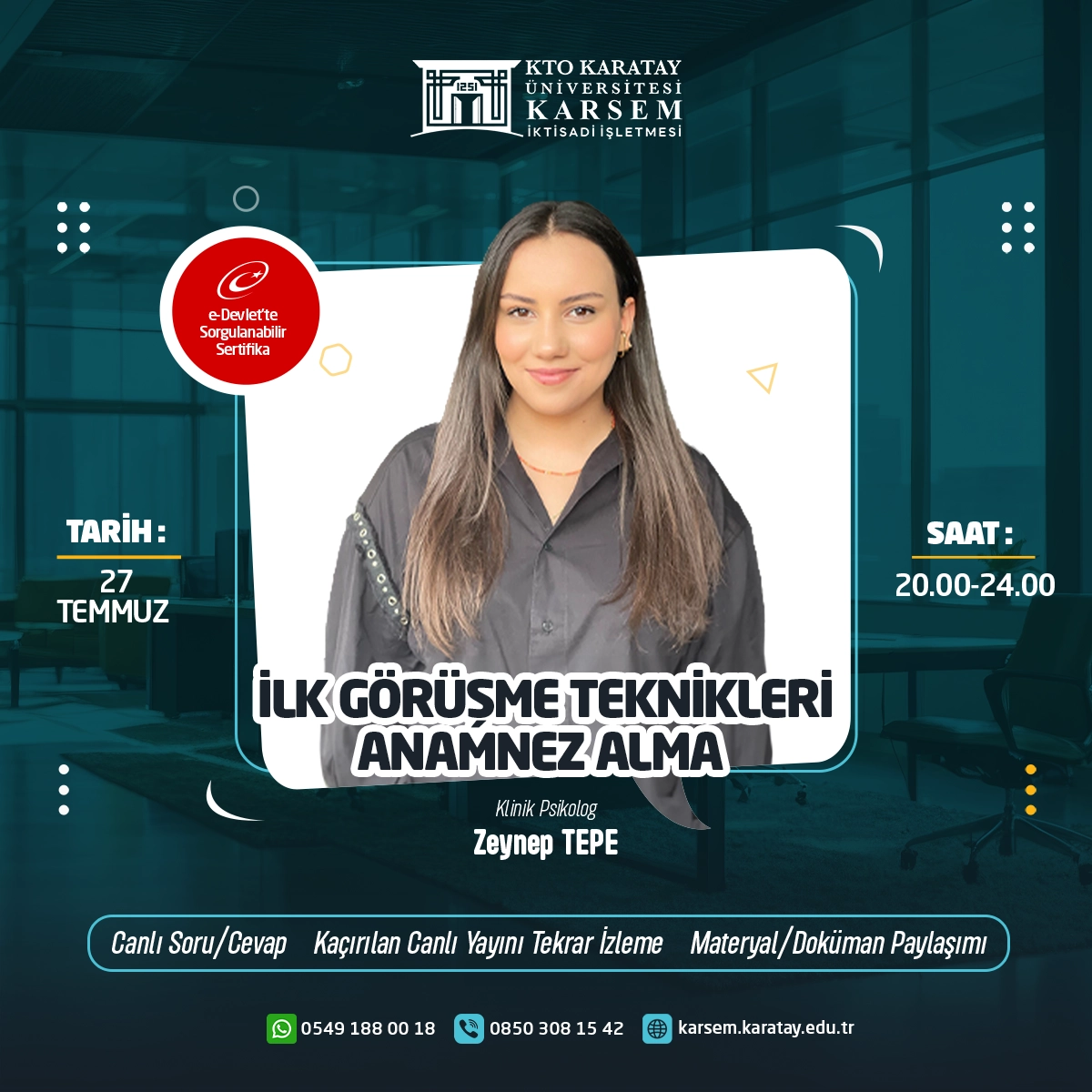 İlk Görüşme Teknikleri Anamnez Alma Eğitimi (Canlı)