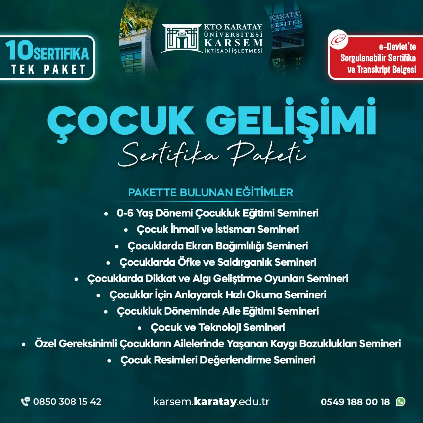 Çocuk Gelişimi Eğitimi (10'Lu Seminer Paketi) Sertifika Paket Programı