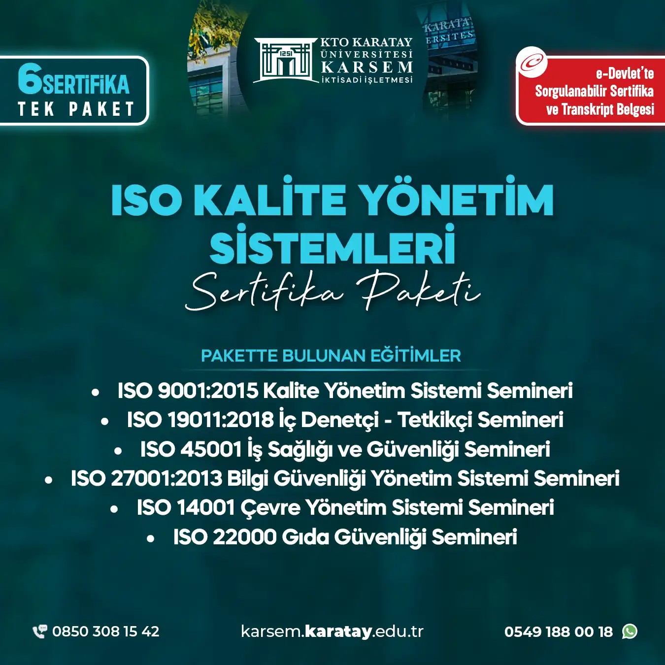 Iso Kalite Yönetim Sistemleri Seminer Sertifika Paket Programı