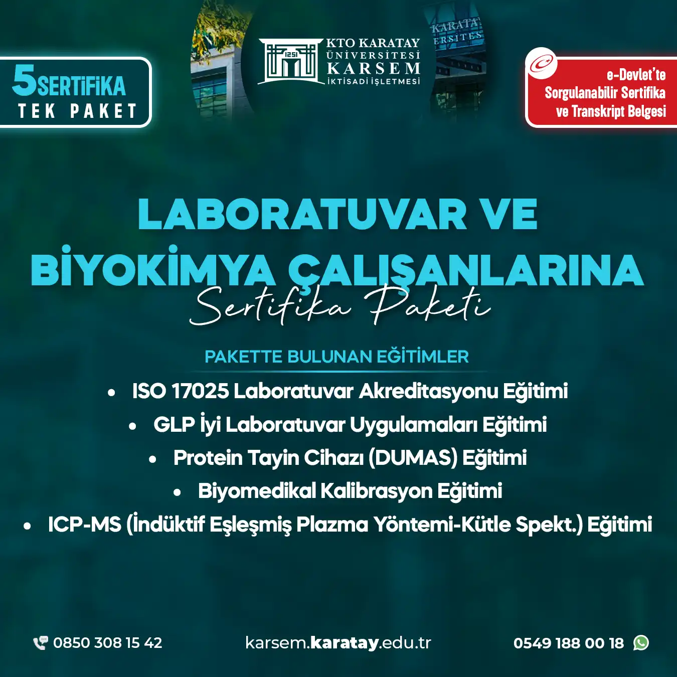 Laboratuvar Ve Biokimya Çalışanlarına Özel Sertifika Paket Programı