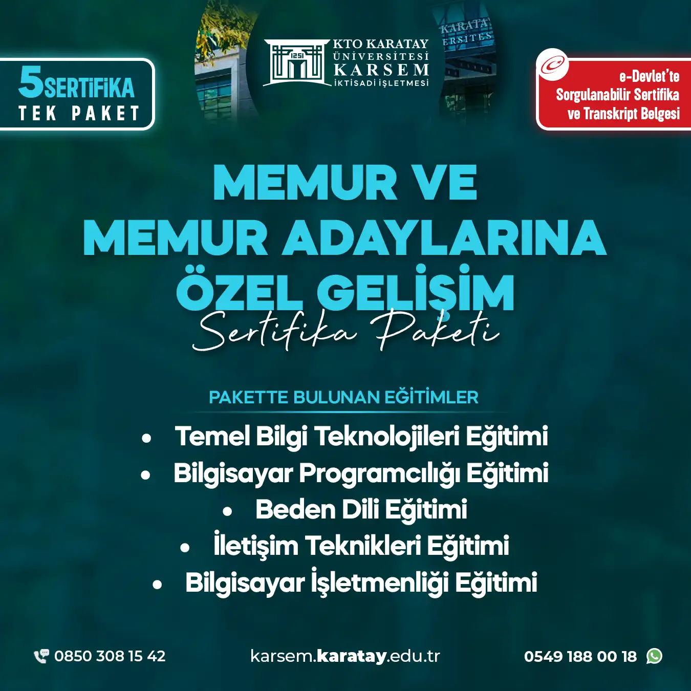 Memurlar Ve Memur Adaylarına Özel Sertifika Paket Programı