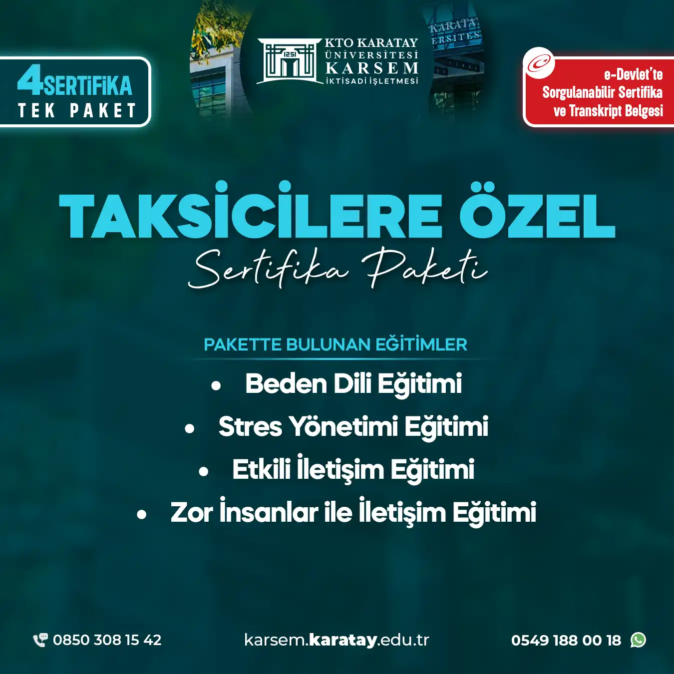 Taksicilere Özel Sertifika Paket Programı