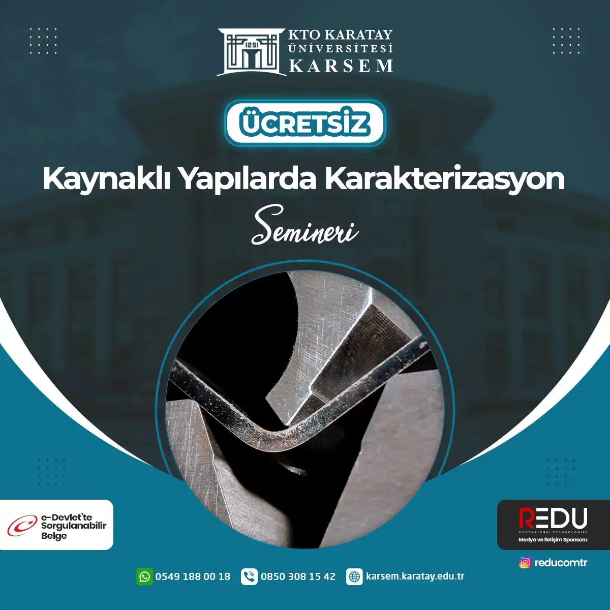 Ücretsiz - Kaynaklı Yapılarda Karakterizasyon Semineri