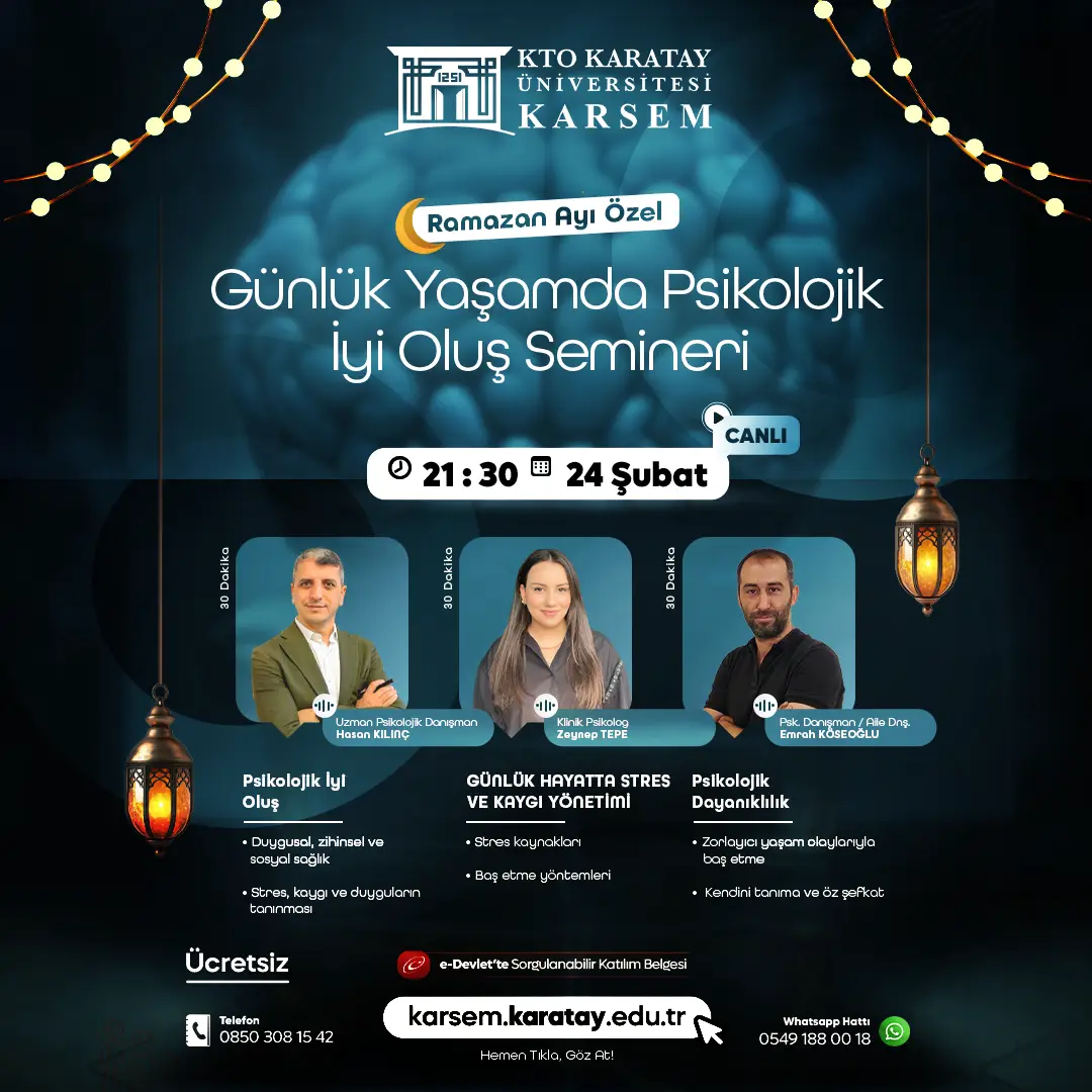 Günlük Yaşamda Psikolojik İyi Oluş Semineri