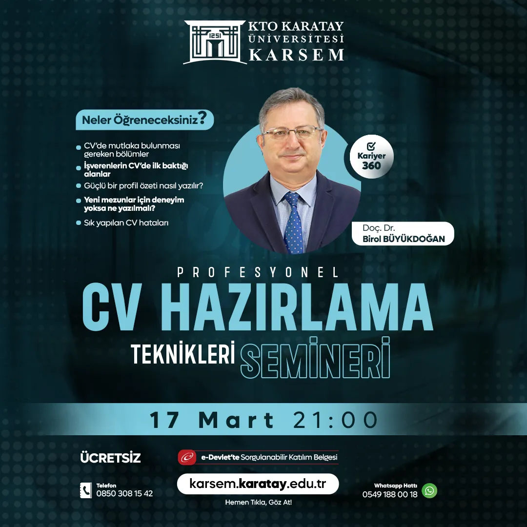 ÜCRETSİZ Etkili CV Hazırlama Teknikleri Semineri